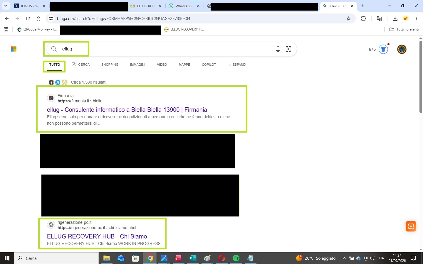 Primato assoluto e quarto posto su BING - ELLUG